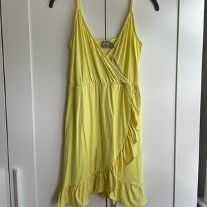 ASOS Yellow Spaghetti Strap Wrap Mini Sundress